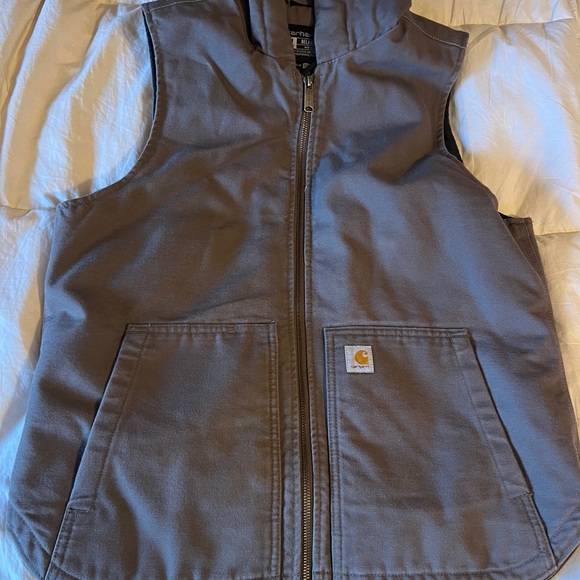 Brand New Carhartt Mauve Hooded Vest Taupe Gray - Picture 2 of 8